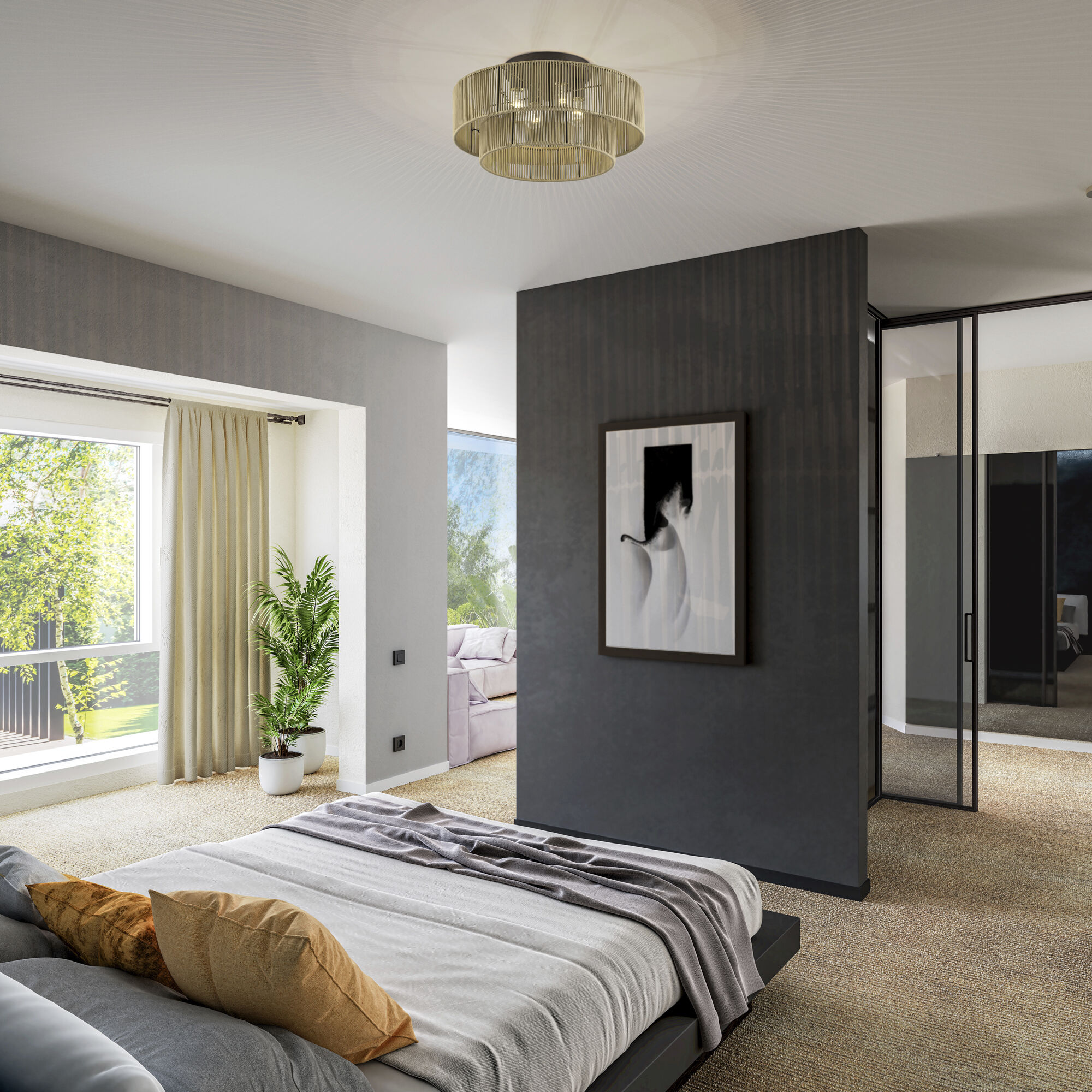 Acordia 4 Light 21 inch English Bronze Semi Flush Mount Ceiling Light, Extra Large