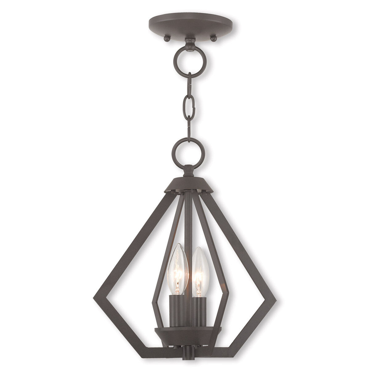 Prism 2 Light 11.25 inch Bronze Convertible Mini Chandelier/Ceiling Mount Ceiling Light