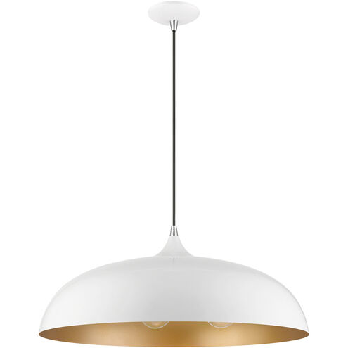 Amador 3 Light 24 inch Shiny White with Polished Chrome Accents Pendant Ceiling Light, Large