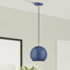 Kuppola 9.25 inch Ocean Blue with Brushed Nickel Accents Pendant Ceiling Light, Globe