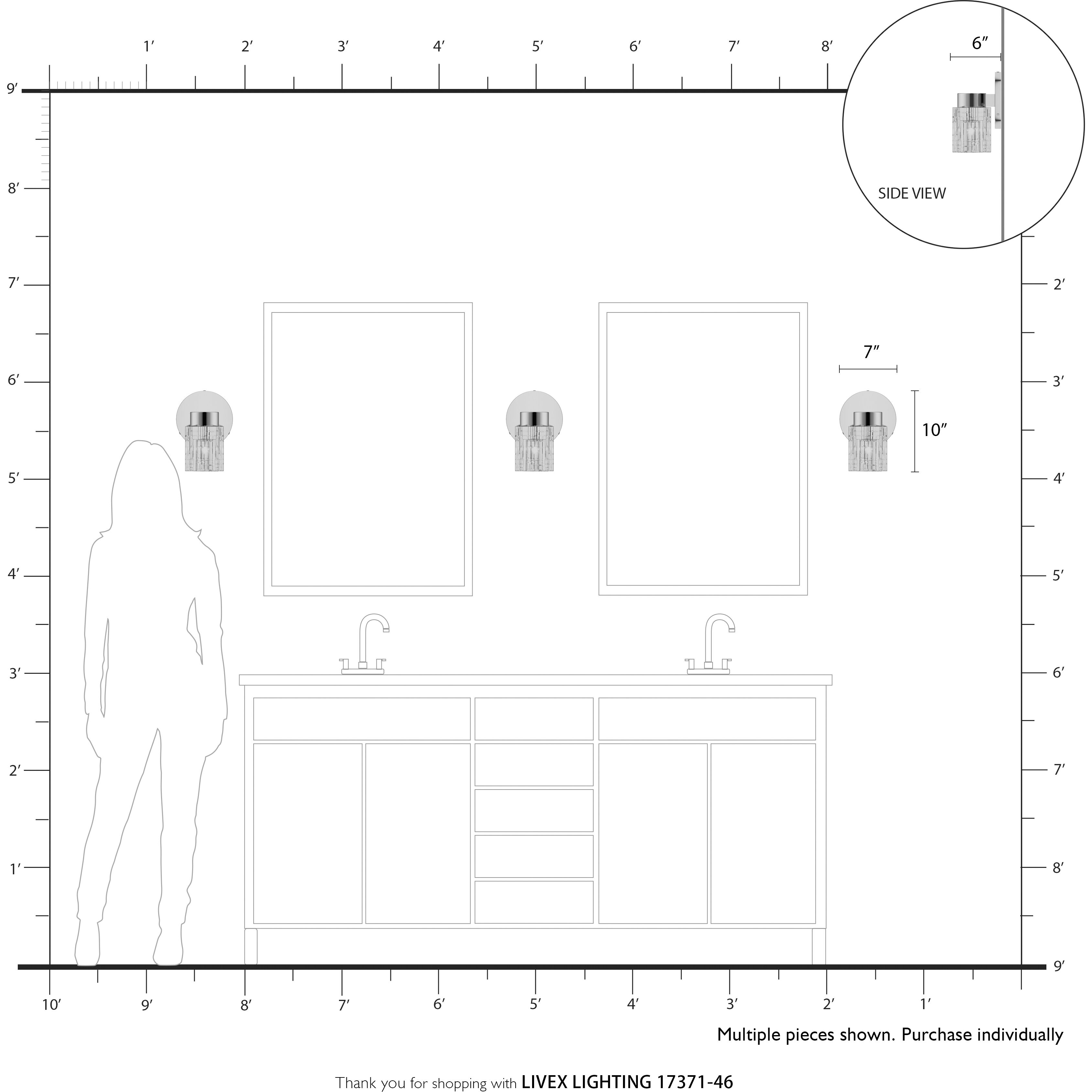 Rotterdam 1 Light 7 inch Black Chrome Crystal Single Sconce Wall Light