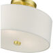 Meridian 2 Light 11 inch Satin Brass Semi Flush Ceiling Light 