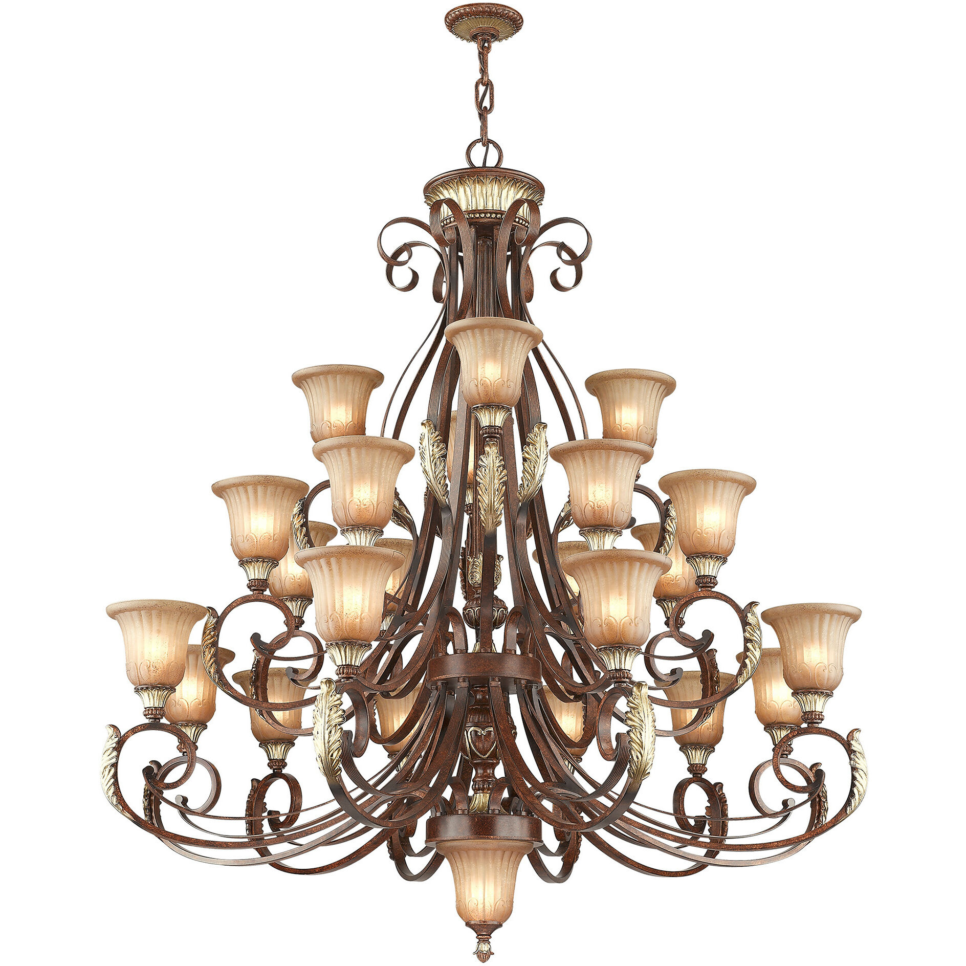Villa Verona 23 Light 50 inch Verona Bronze with Aged Gold Leaf Accents Chandelier Ceiling Light