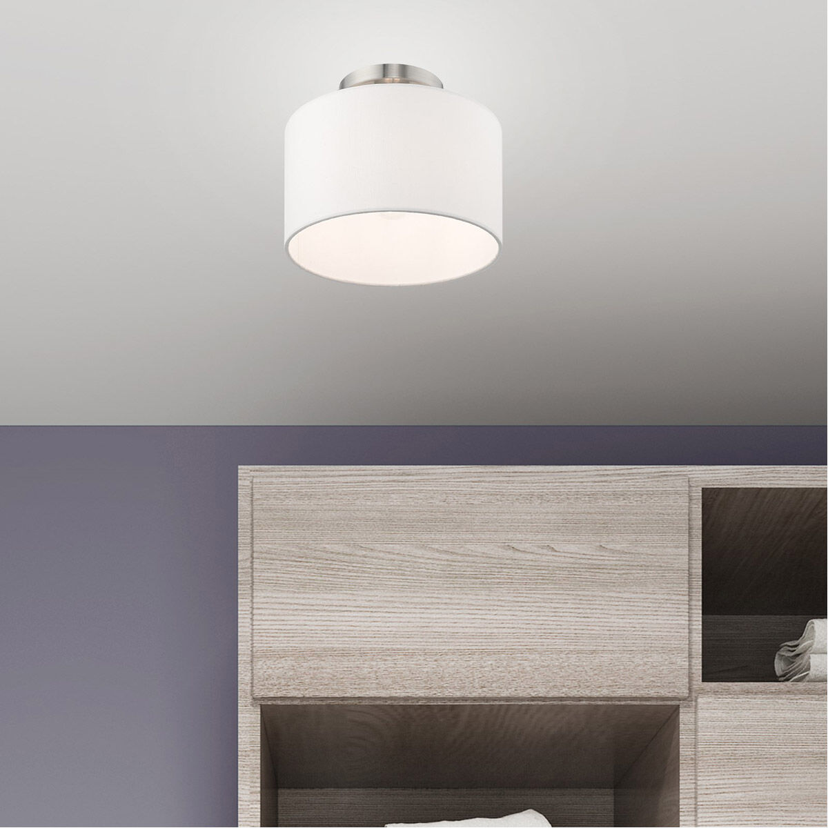 Clark 1 Light 10 inch Brushed Nickel Semi-Flush Mount Ceiling Light