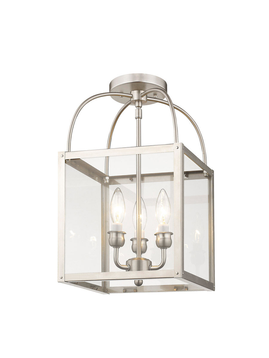 Milford 3 Light 10 inch Brushed Nickel Convertible Mini Pendant/Ceiling Mount Ceiling Light