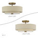 Bellingham 3 Light 15 inch Antique Gold Leaf Semi Flush Mount Ceiling Light, Large