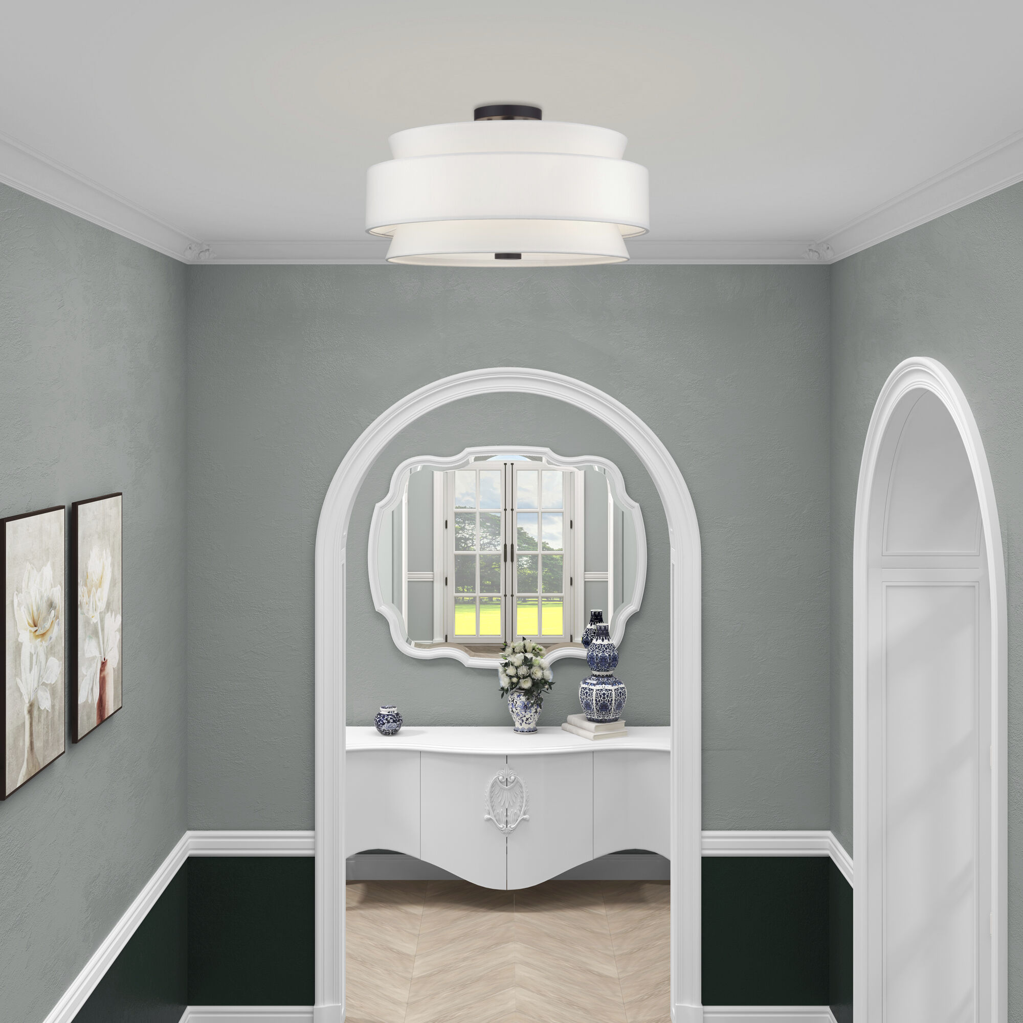 Fontana 5 Light 21 inch Bronze Semi-Flush Ceiling Light