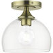 Glendon 1 Light 8.25 inch Antique Brass Semi-Flush Ceiling Light