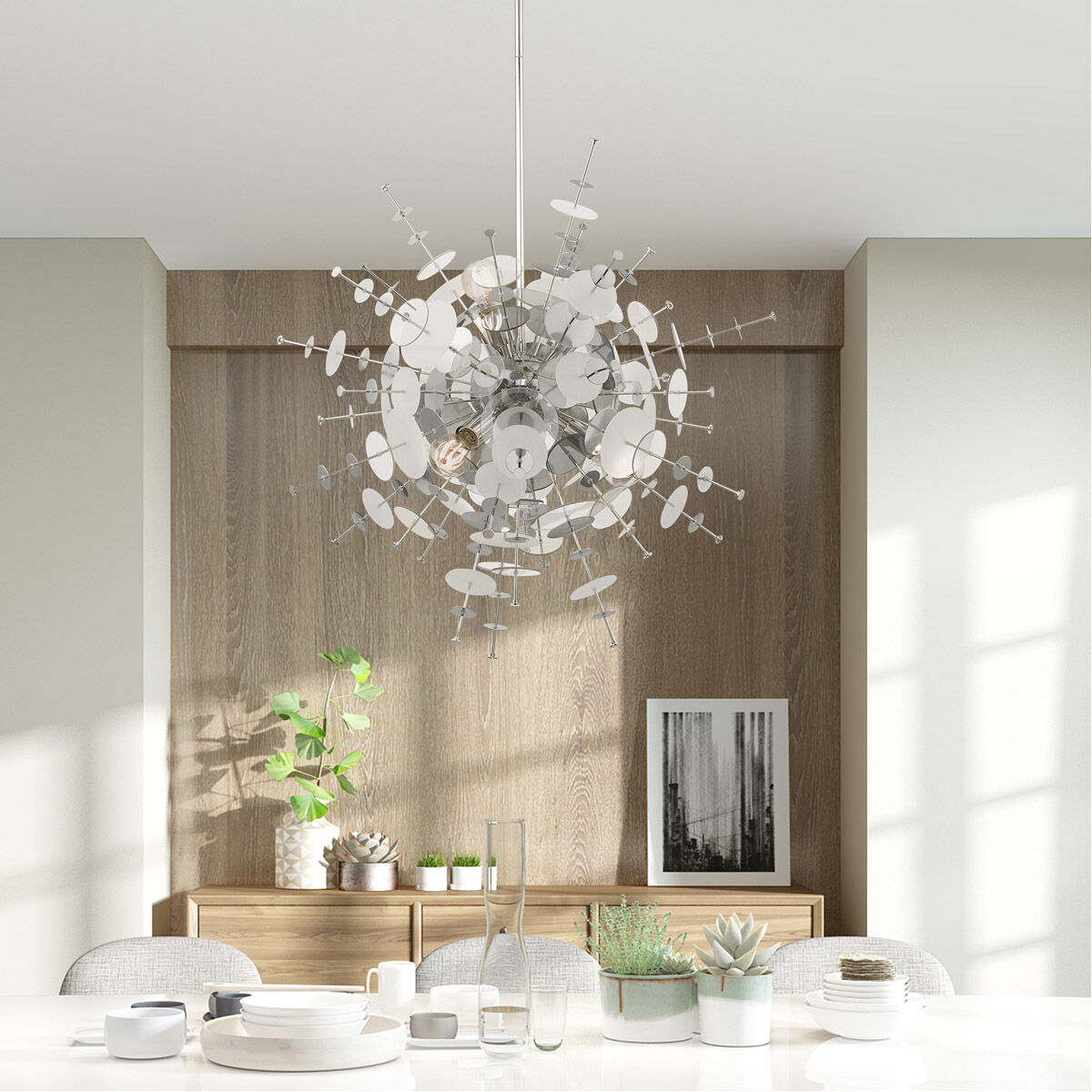 Circulo 6 Light 30 inch Polished Chrome Pendant Chandelier Ceiling Light