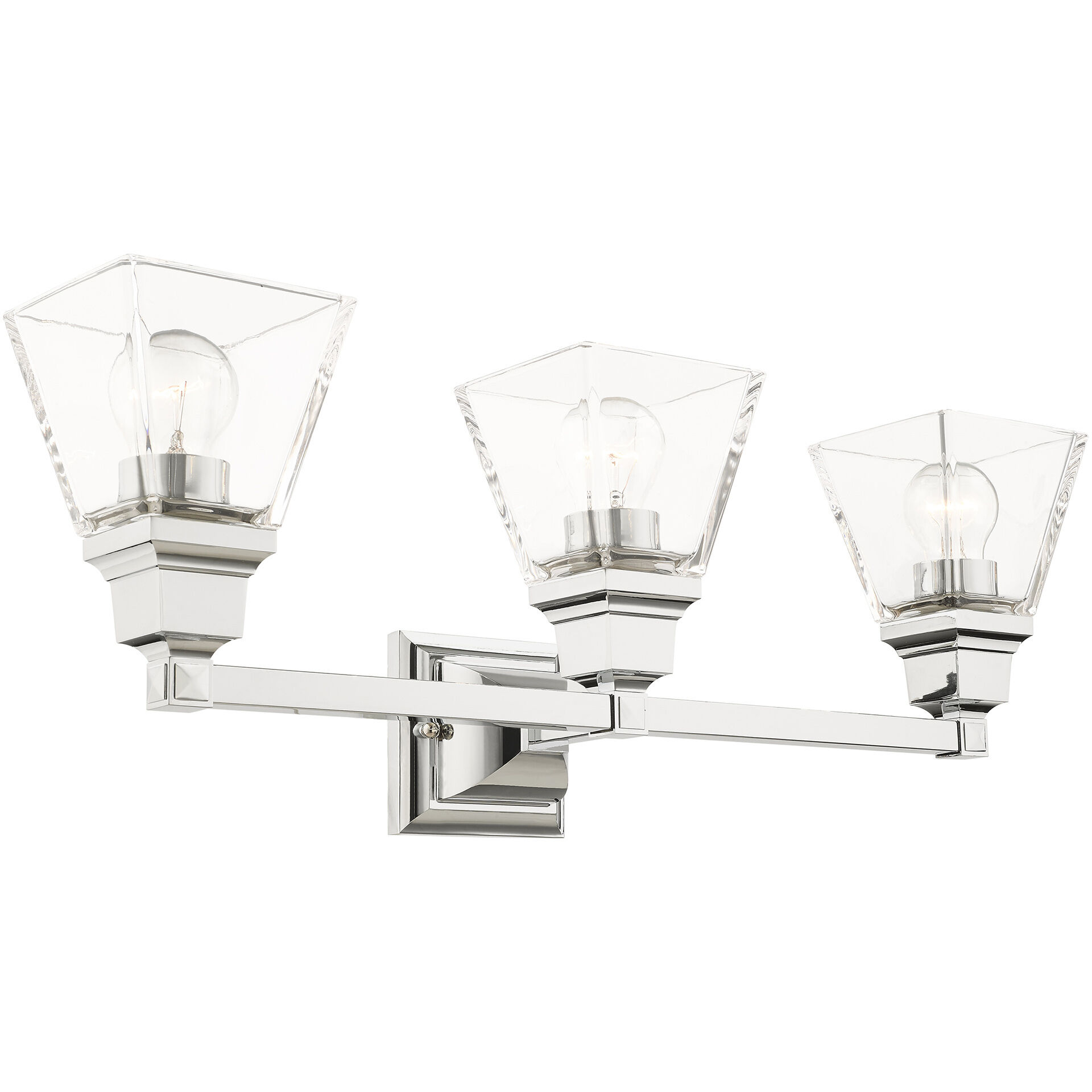 Mission 3 Light 25 inch Polished Chrome Vanity Sconce Wall Light
