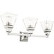 Mission 3 Light 25 inch Polished Chrome Vanity Sconce Wall Light