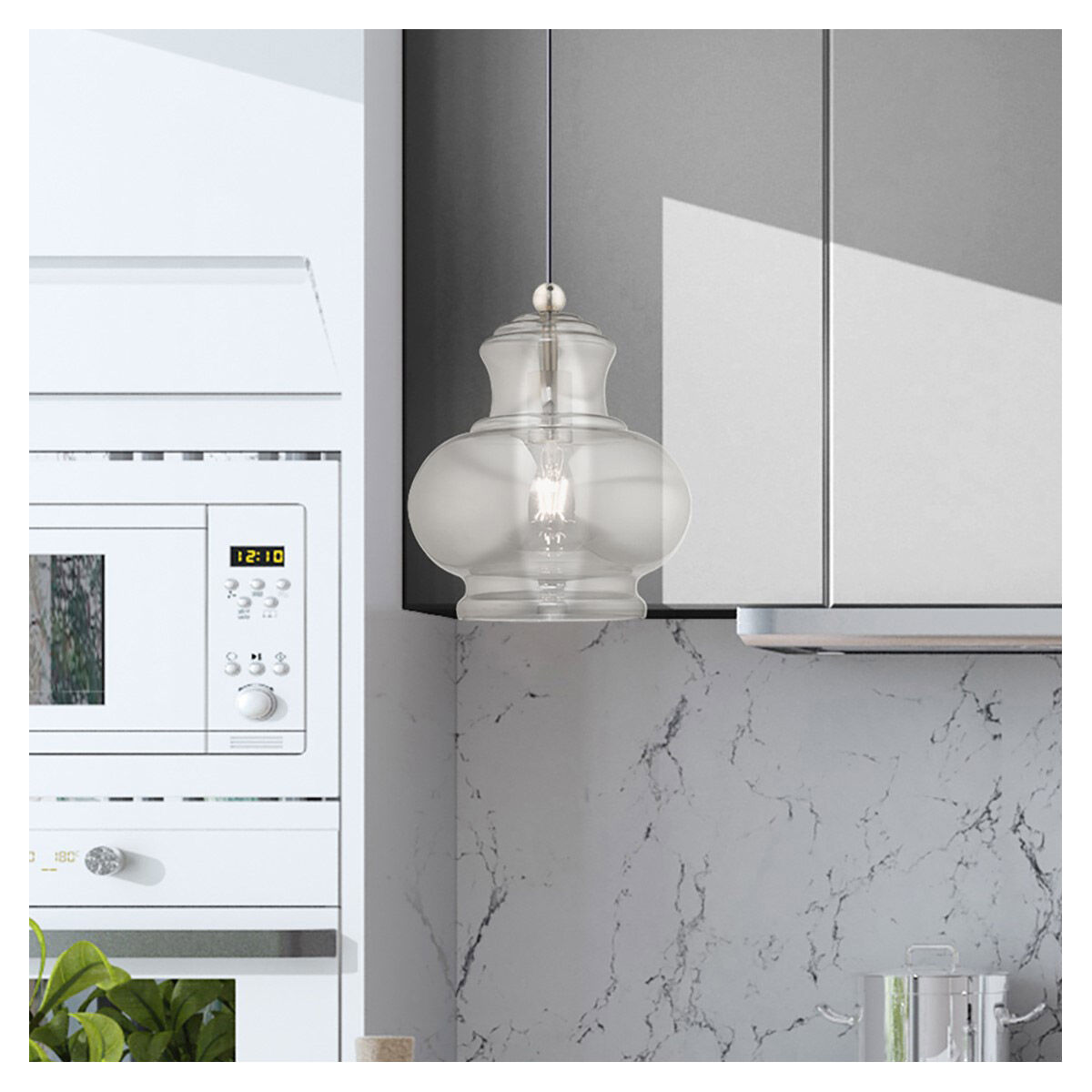 Art Glass 1 Light 10 inch Brushed Nickel Mini Pendant Ceiling Light