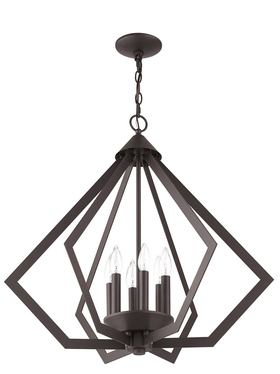 Prism 6 Light 26 inch Bronze Chandelier Ceiling Light