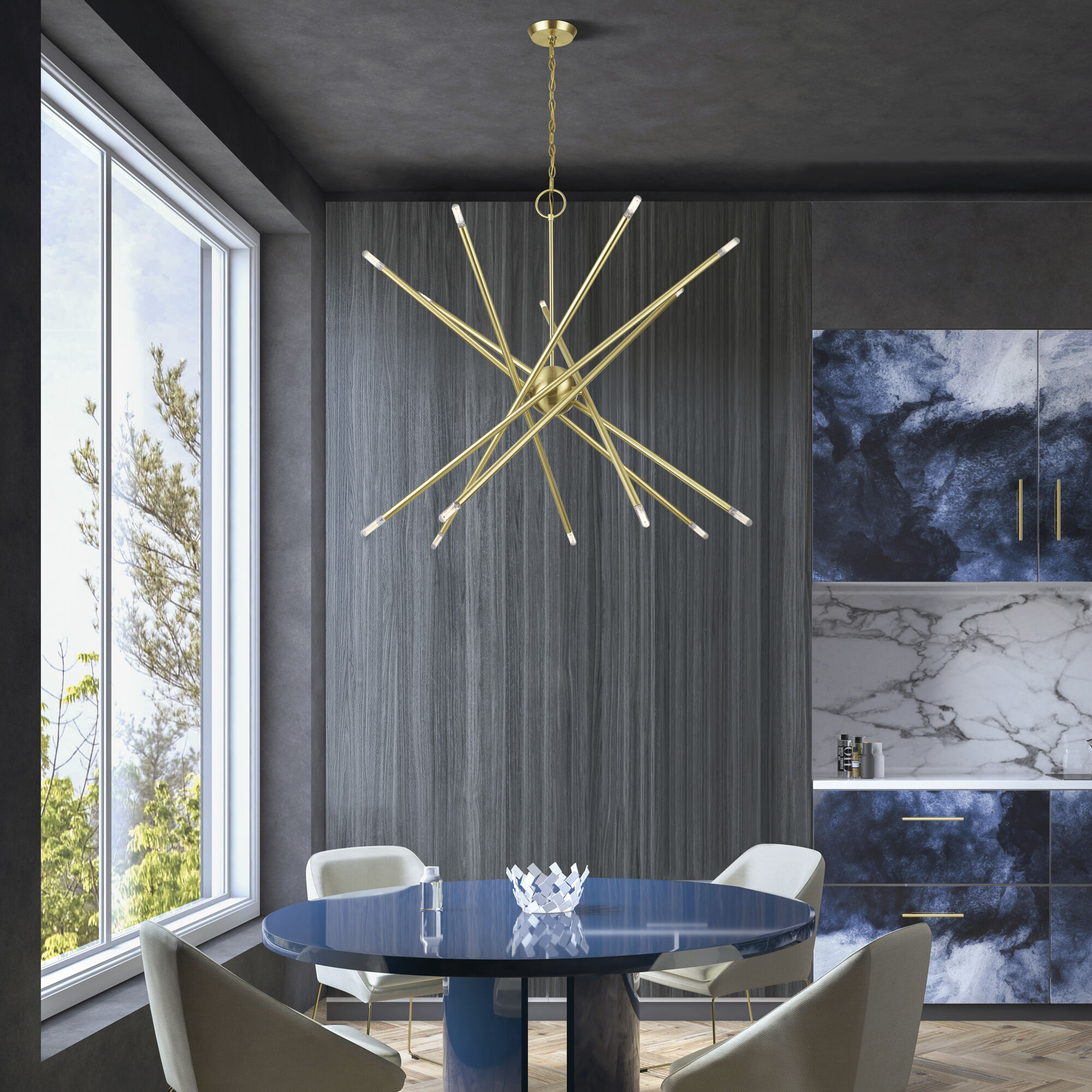 Soho 14 Light 40 inch Satin Brass Foyer Chandelier Ceiling Light