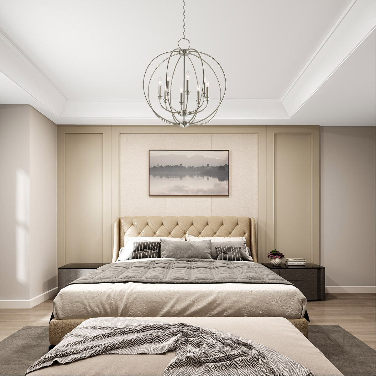 Milania 8 Light 28 inch Brushed Nickel Chandelier Ceiling Light