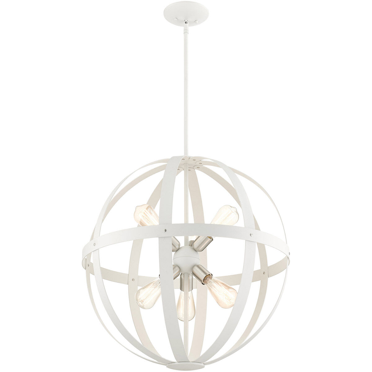 Stoneridge 6 Light 24 inch Textured White with Brushed Nickel Finish Cluster Pendant Chandelier Ceiling Light
