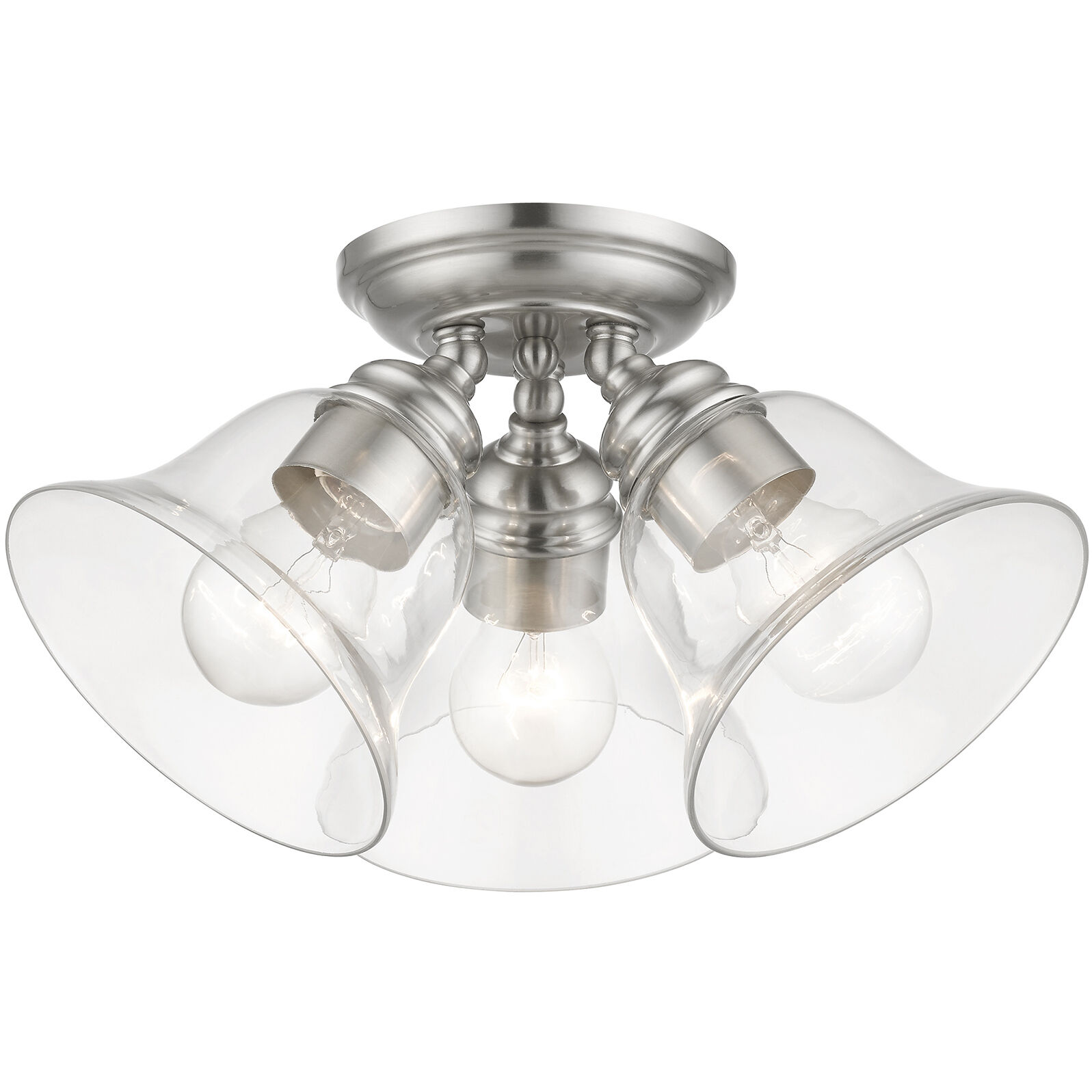 Moreland 3 Light 15 inch Brushed Nickel Semi-Flush Ceiling Light, Large