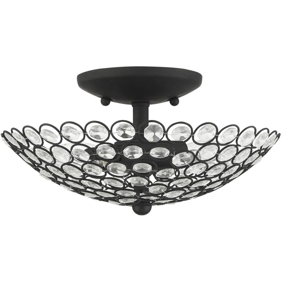 Cassandra 2 Light 11 inch Black Semi Flush Ceiling Light