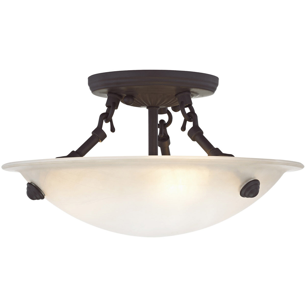 Oasis 3 Light 12 inch Bronze Semi-Flush Mount Ceiling Light
