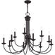 Estate 12 Light 36 inch Bronze Large 2-Tier Chandelier Ceiling Light