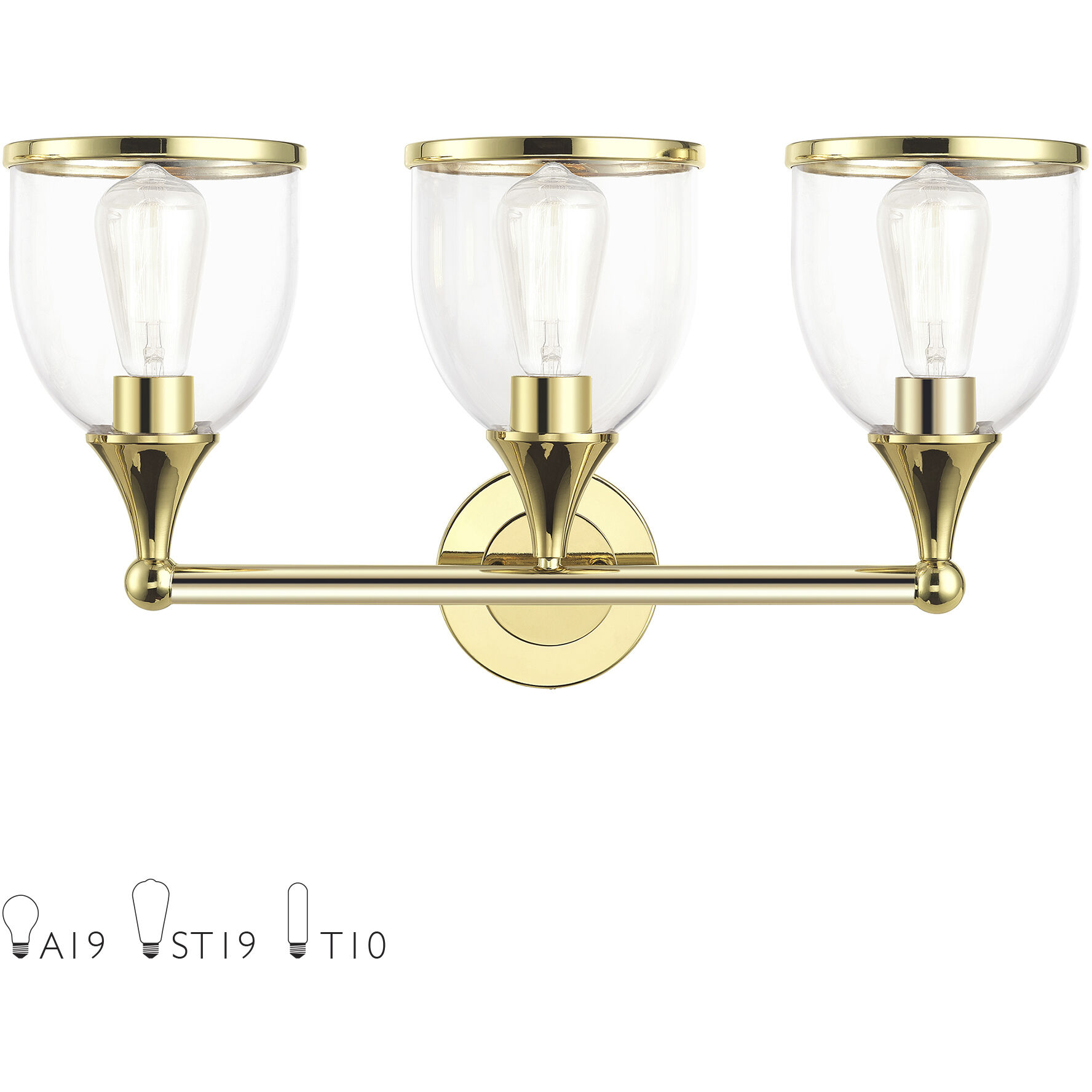 Ashridge 3 Light 24 inch Polished Brass Vanity Wall Sconce Wall Light