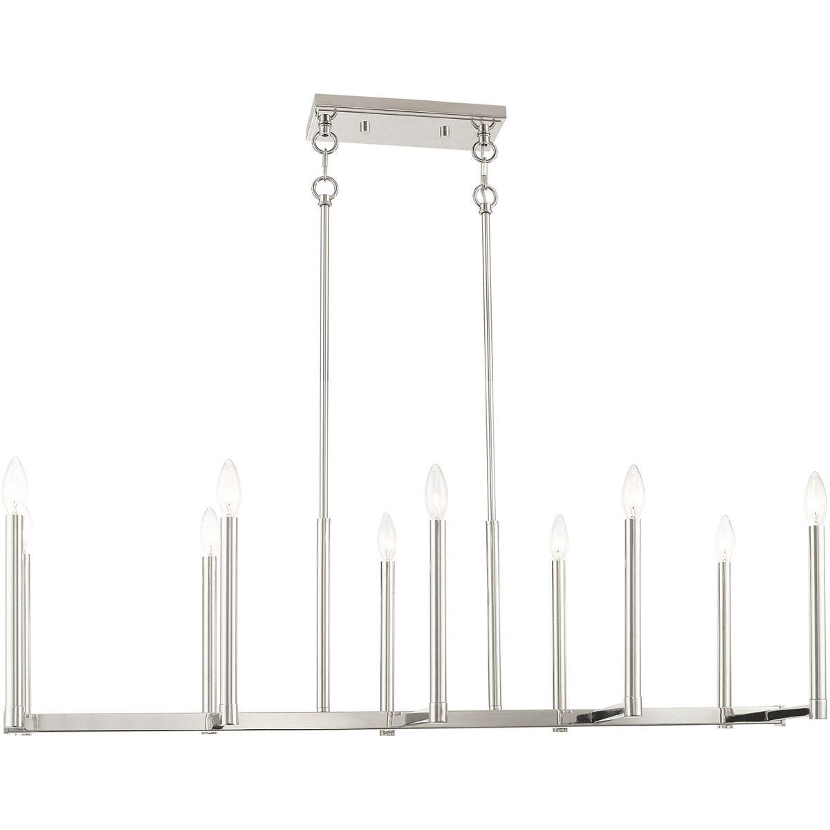 Alpine 10 Light 43 inch Polished Nickel Linear Chandelier Ceiling Light