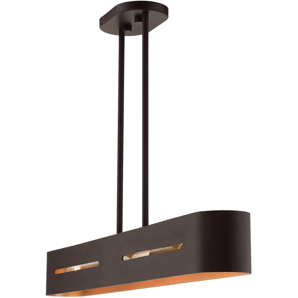 Ravena 4 Light 36 inch Bronze with Antique Brass Accents Linear Chandelier Ceiling Light