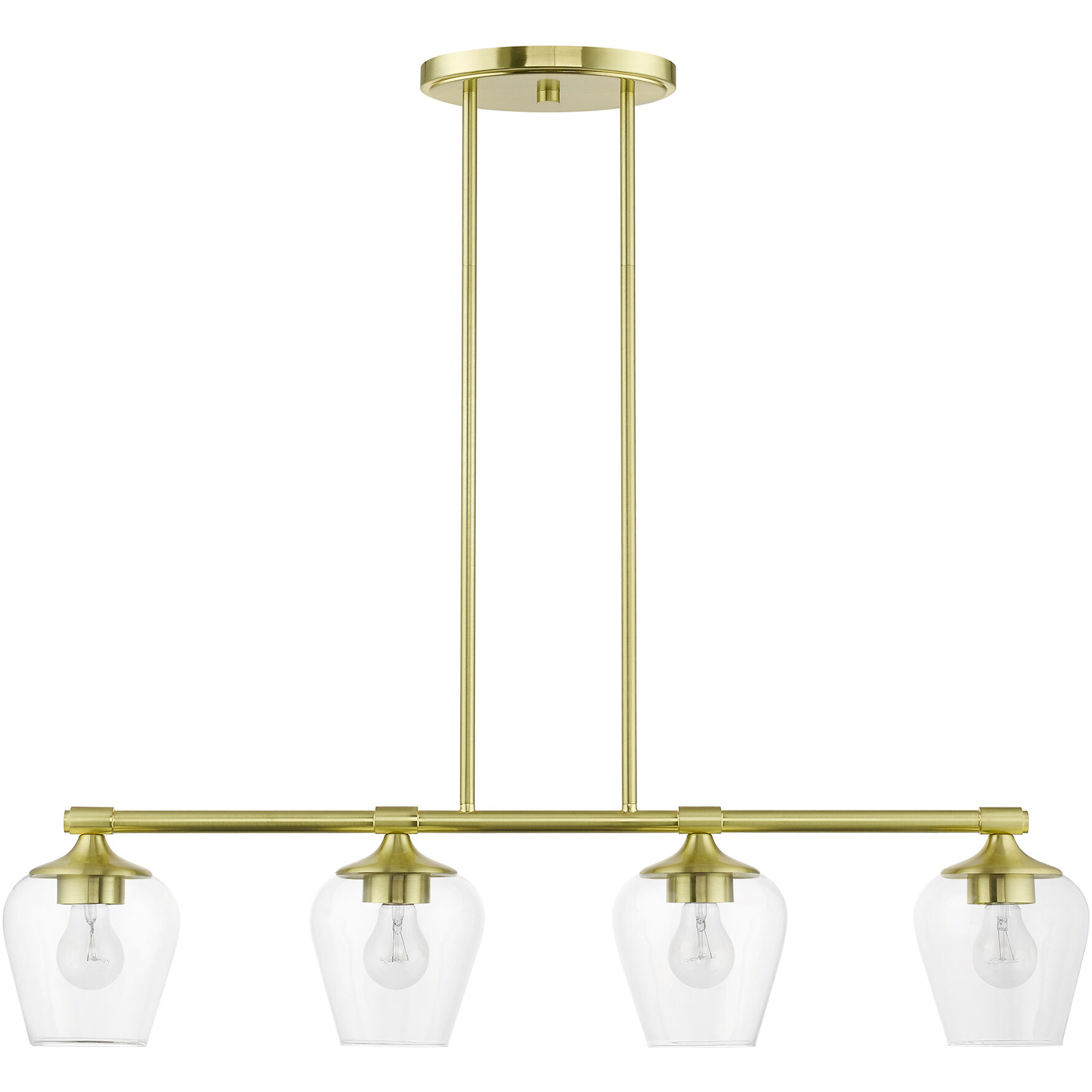 Willow 4 Light 36 inch Satin Brass Linear Chandelier Ceiling Light