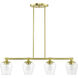 Willow 4 Light 36 inch Satin Brass Linear Chandelier Ceiling Light