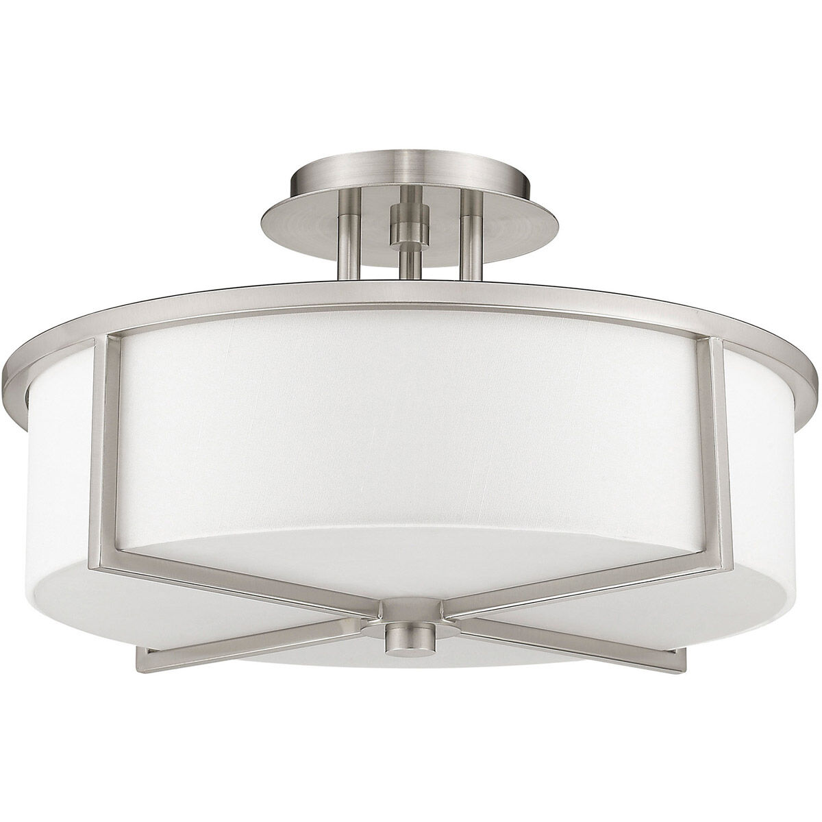Wesley 3 Light 16 inch Brushed Nickel Semi-Flush Mount Ceiling Light