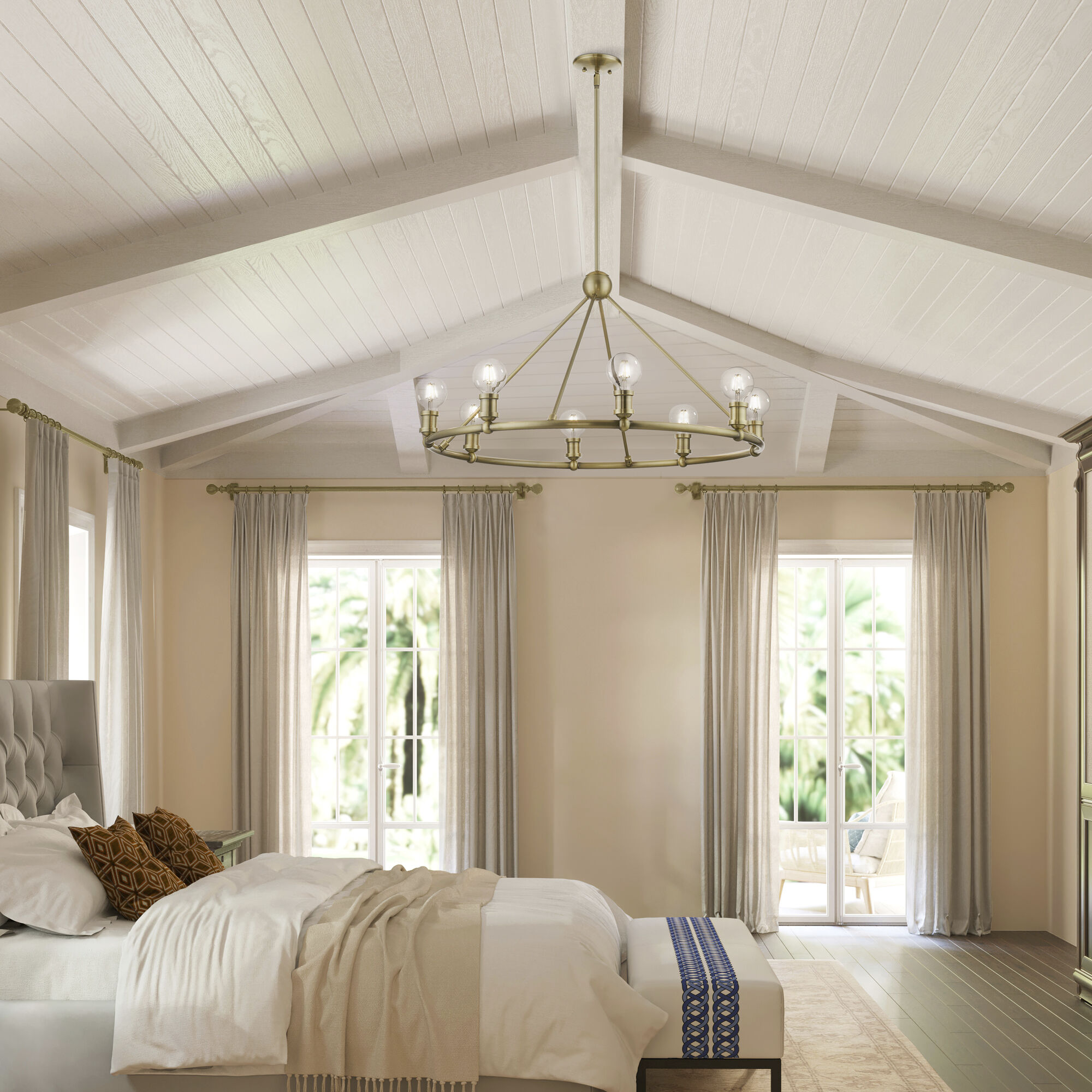 Lansdale 8 Light 34 inch Antique Brass Chandelier Ceiling Light