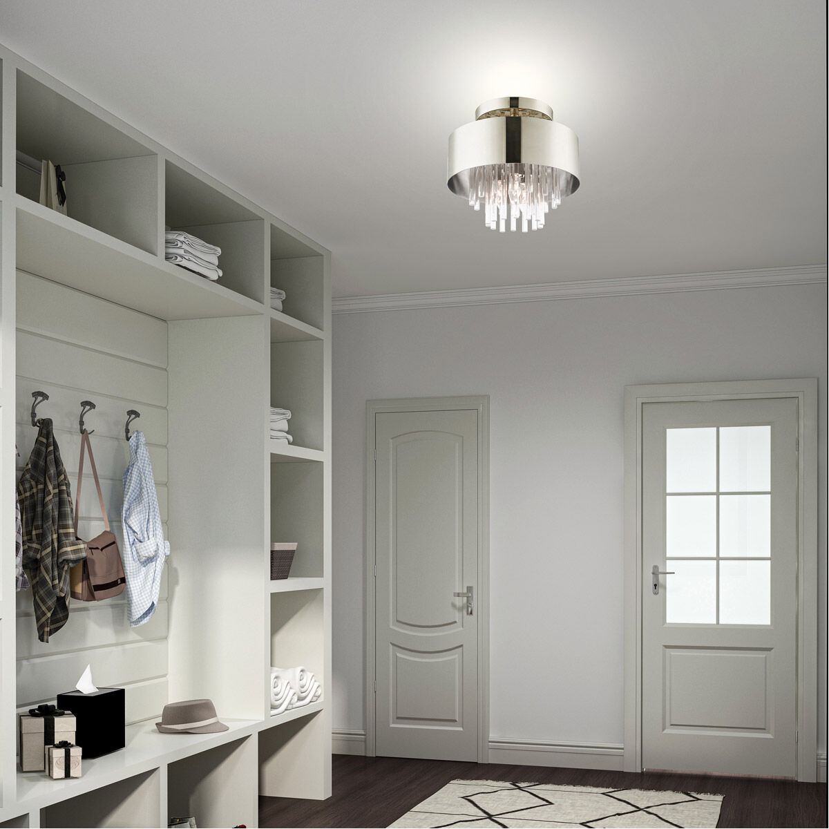 Orenburg 3 Light 13 inch Polished Nickel Semi Flush Ceiling Light