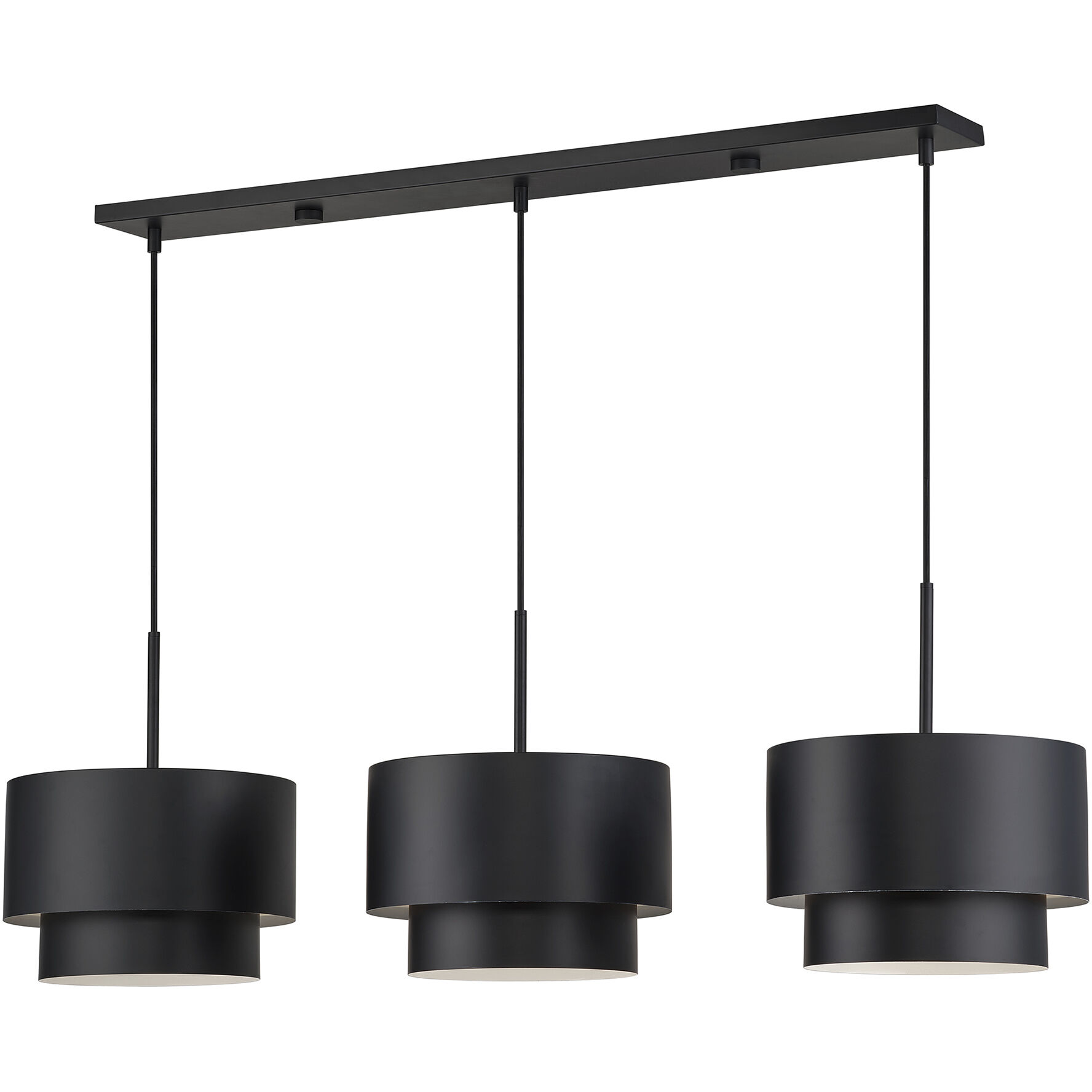 Zolana 3 Light 48 inch Black Linear Chandelier Ceiling Light, Extra Large