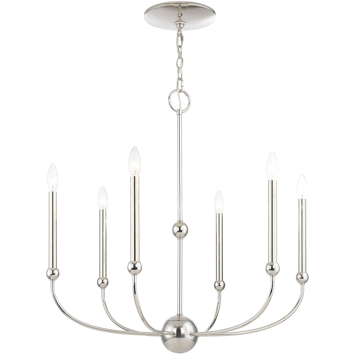 Cortlandt 6 Light 28 inch Polished Nickel Chandelier Ceiling Light