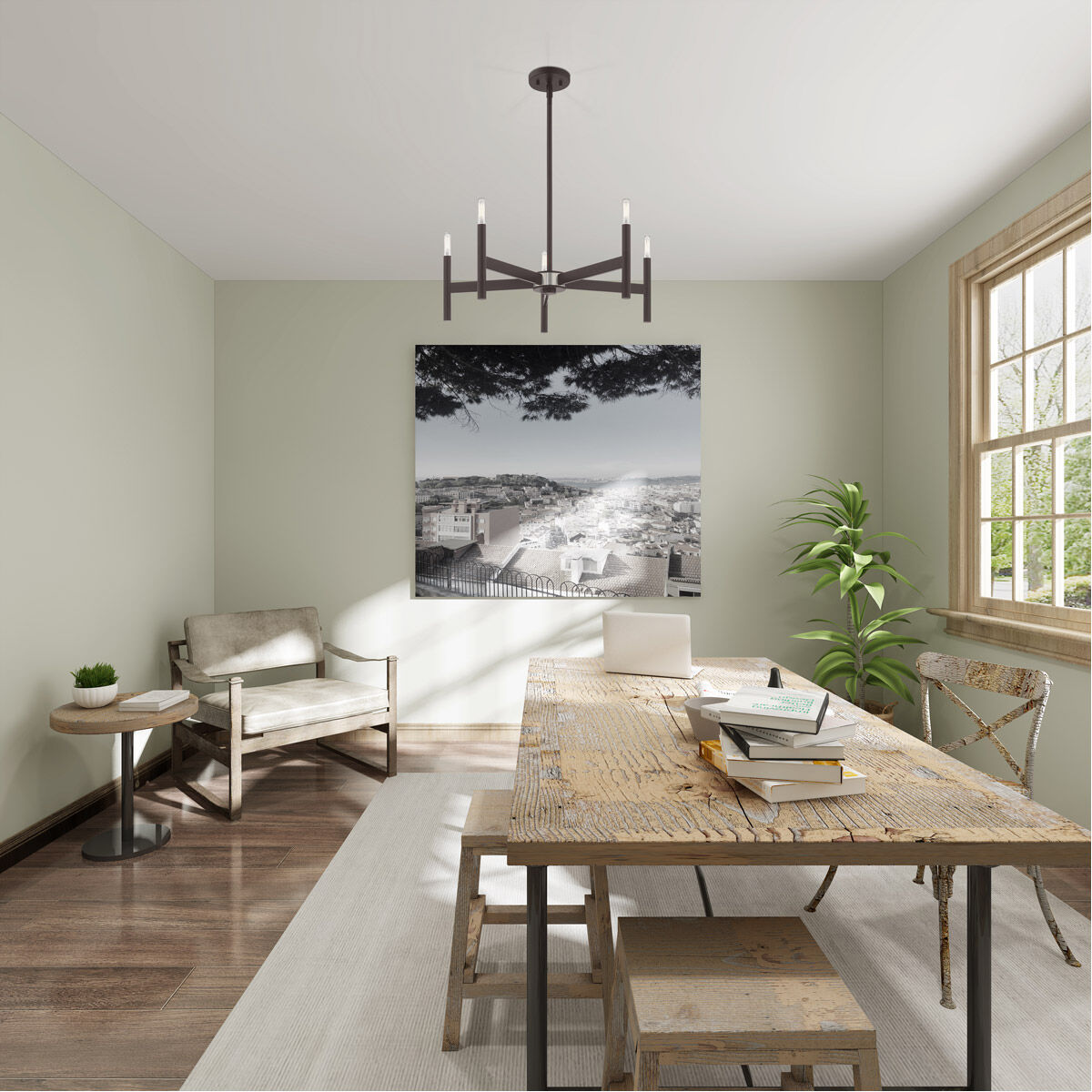 Copenhagen 5 Light 25 inch Bronze Chandelier Ceiling Light