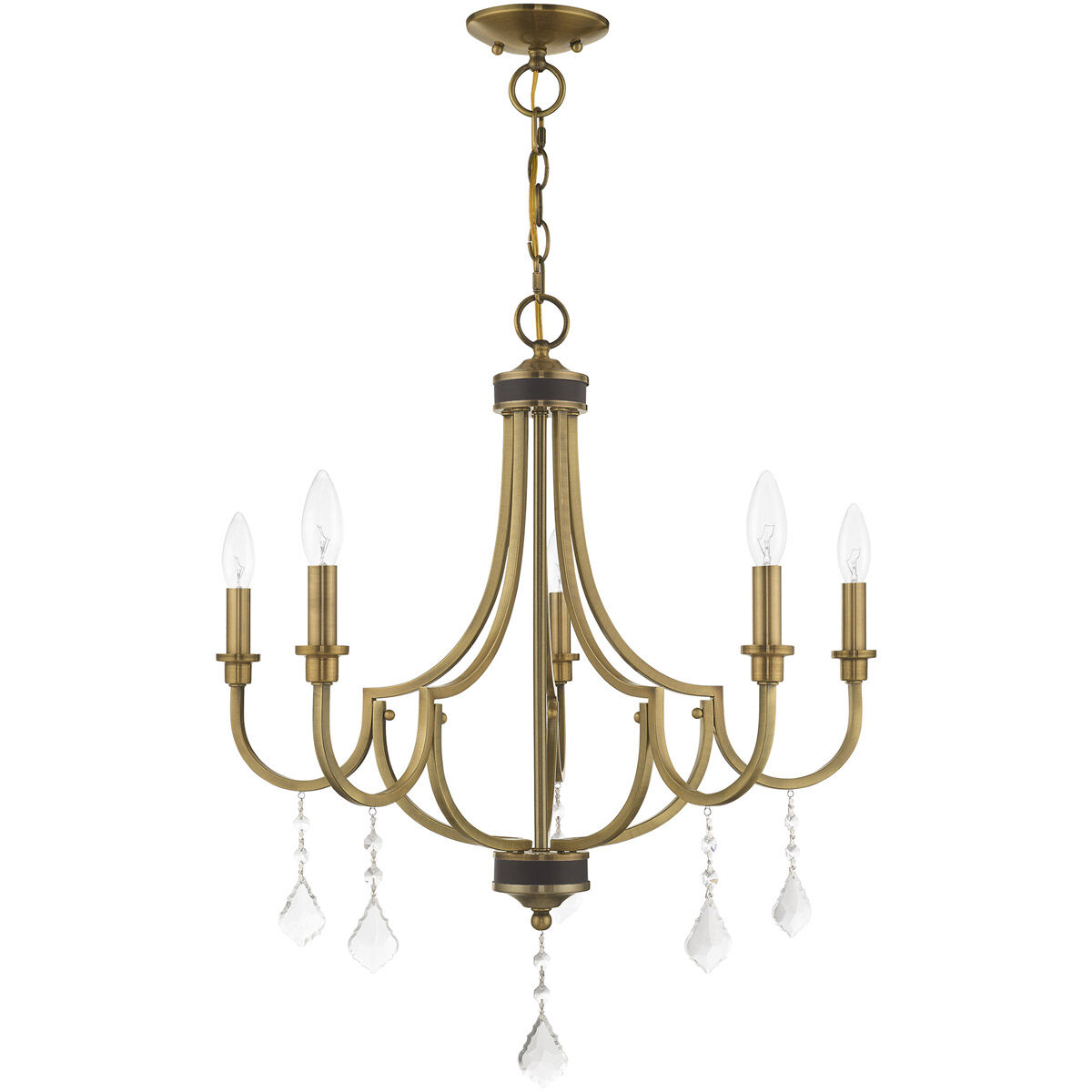 Glendale 5 Light 25 inch Antique Brass Chandelier Ceiling Light