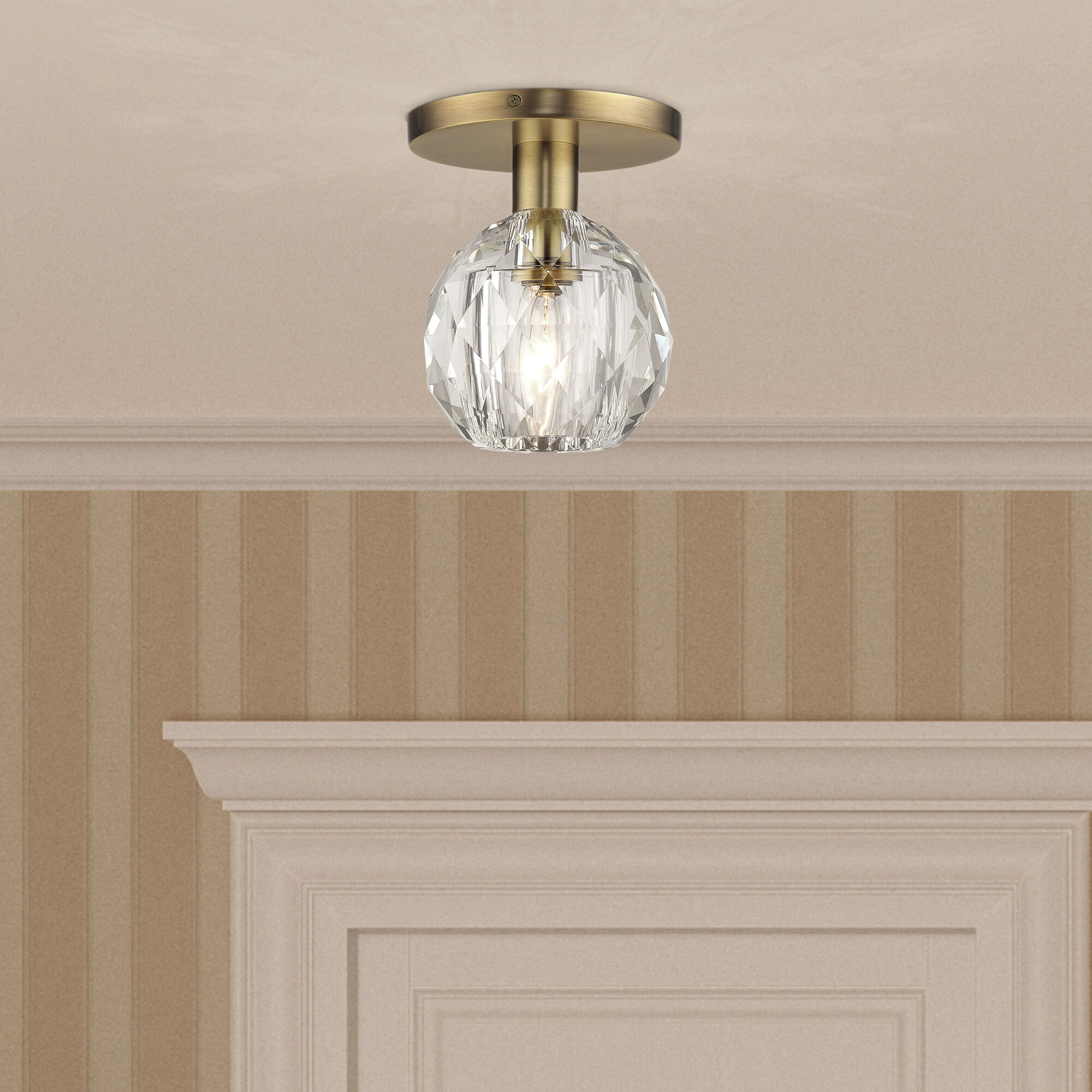 Whitfield 1 Light 7 inch Natural Brass Semi-Flush Ceiling Light