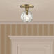 Whitfield 1 Light 7 inch Natural Brass Semi-Flush Ceiling Light