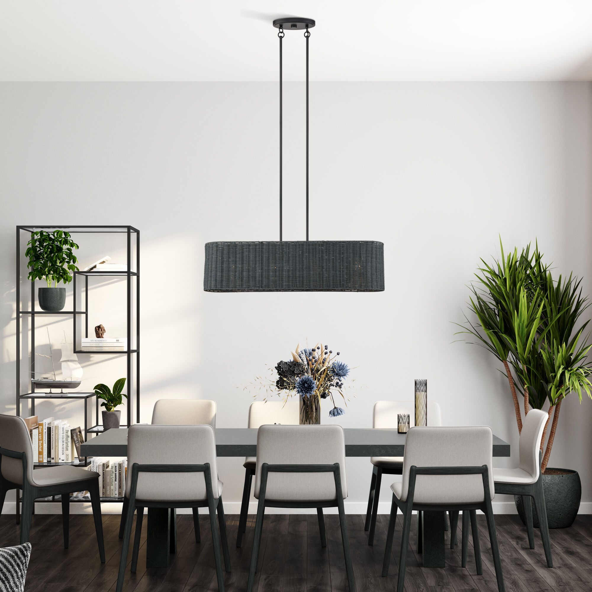 Weavington 4 Light 36 inch Black Linear Chandelier Ceiling Light, Large