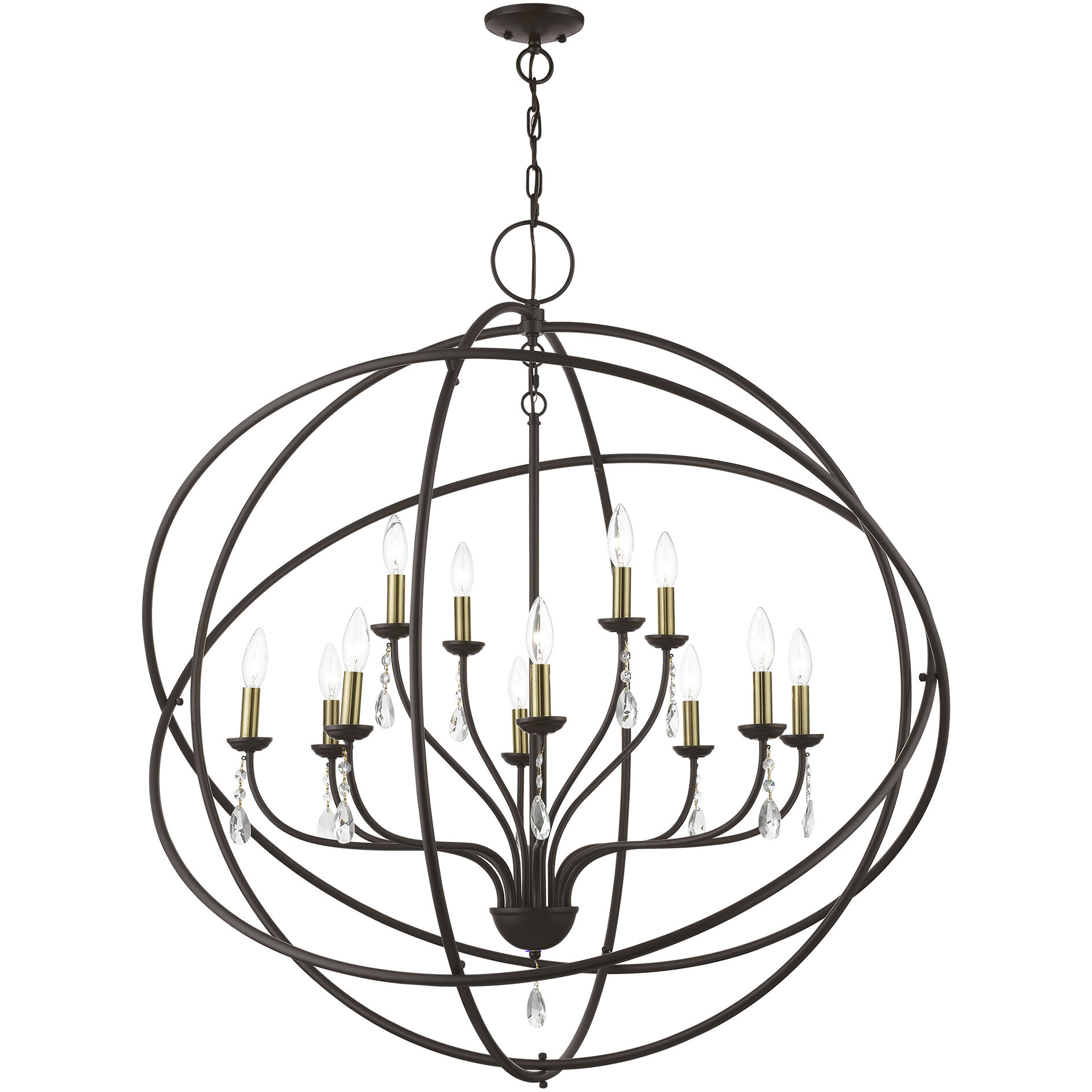 Aria 12 Light 40 inch Bronze with Antique Brass Finish Candles Grande Foyer Chandelier Ceiling Light