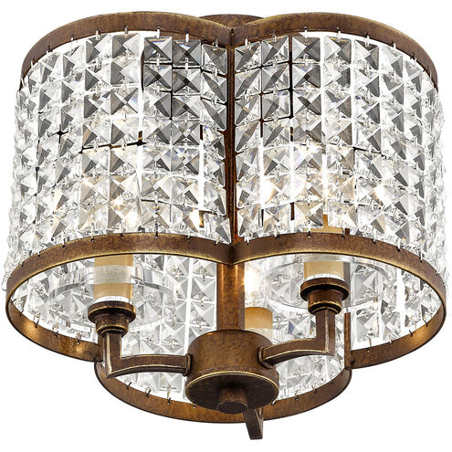 Grammercy 3 Light 12 inch Hand Painted Palacial Bronze Semi-Flush Mount Ceiling Light
