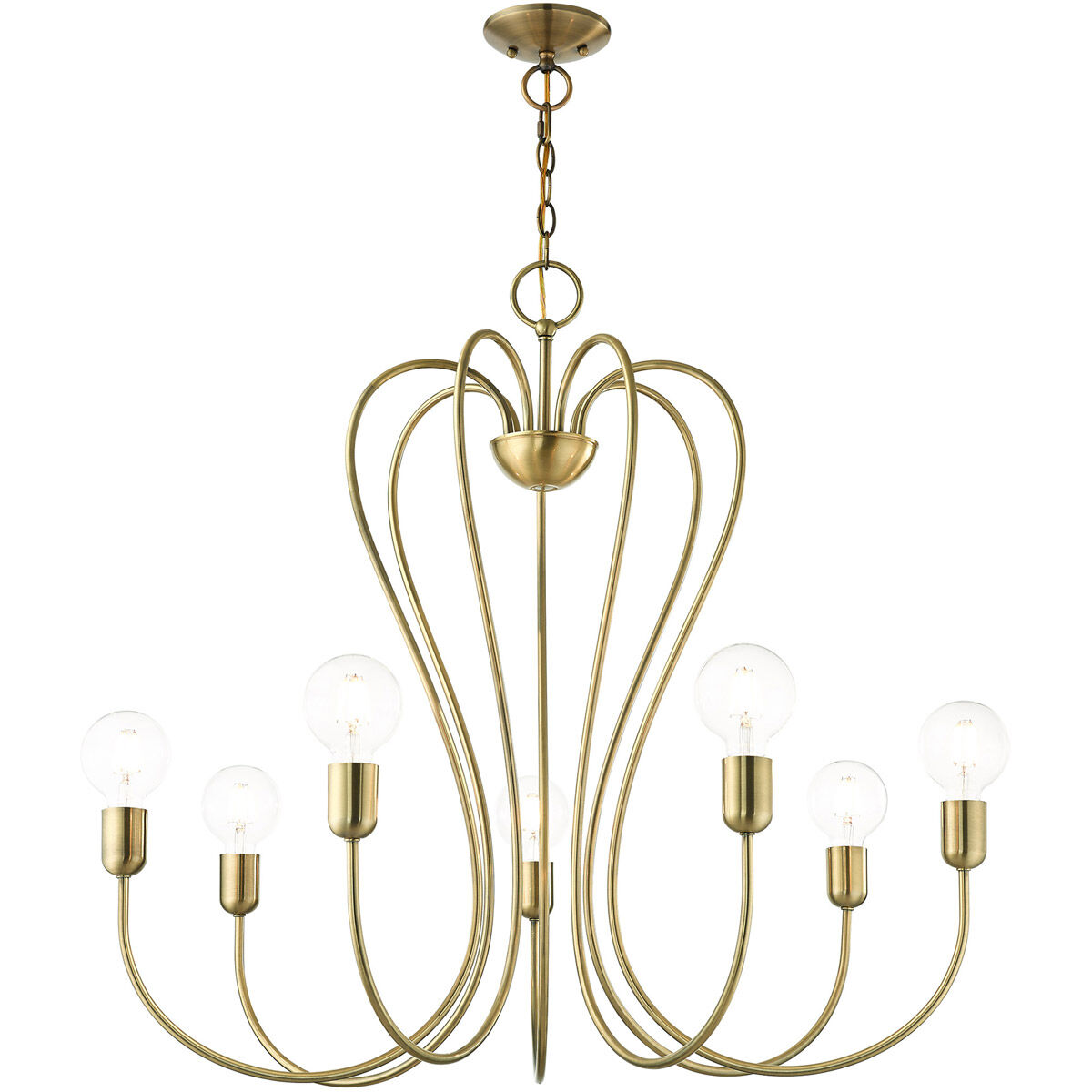 Lucerne 7 Light 30 inch Antique Brass Chandelier Ceiling Light