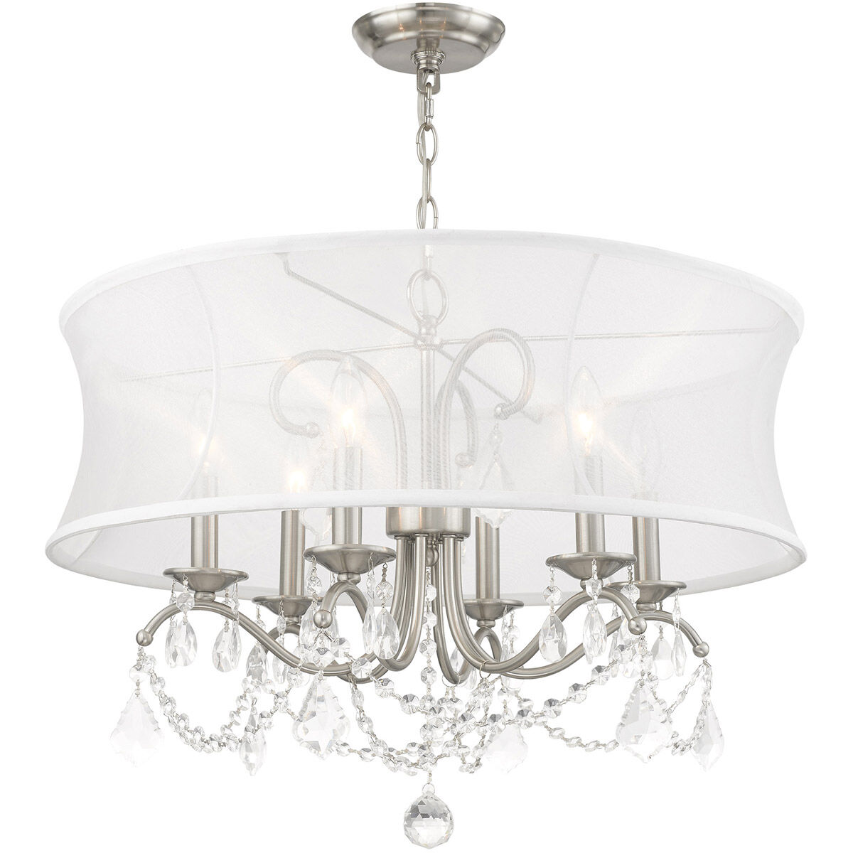 Newcastle 6 Light 24 inch Brushed Nickel Chandelier Ceiling Light