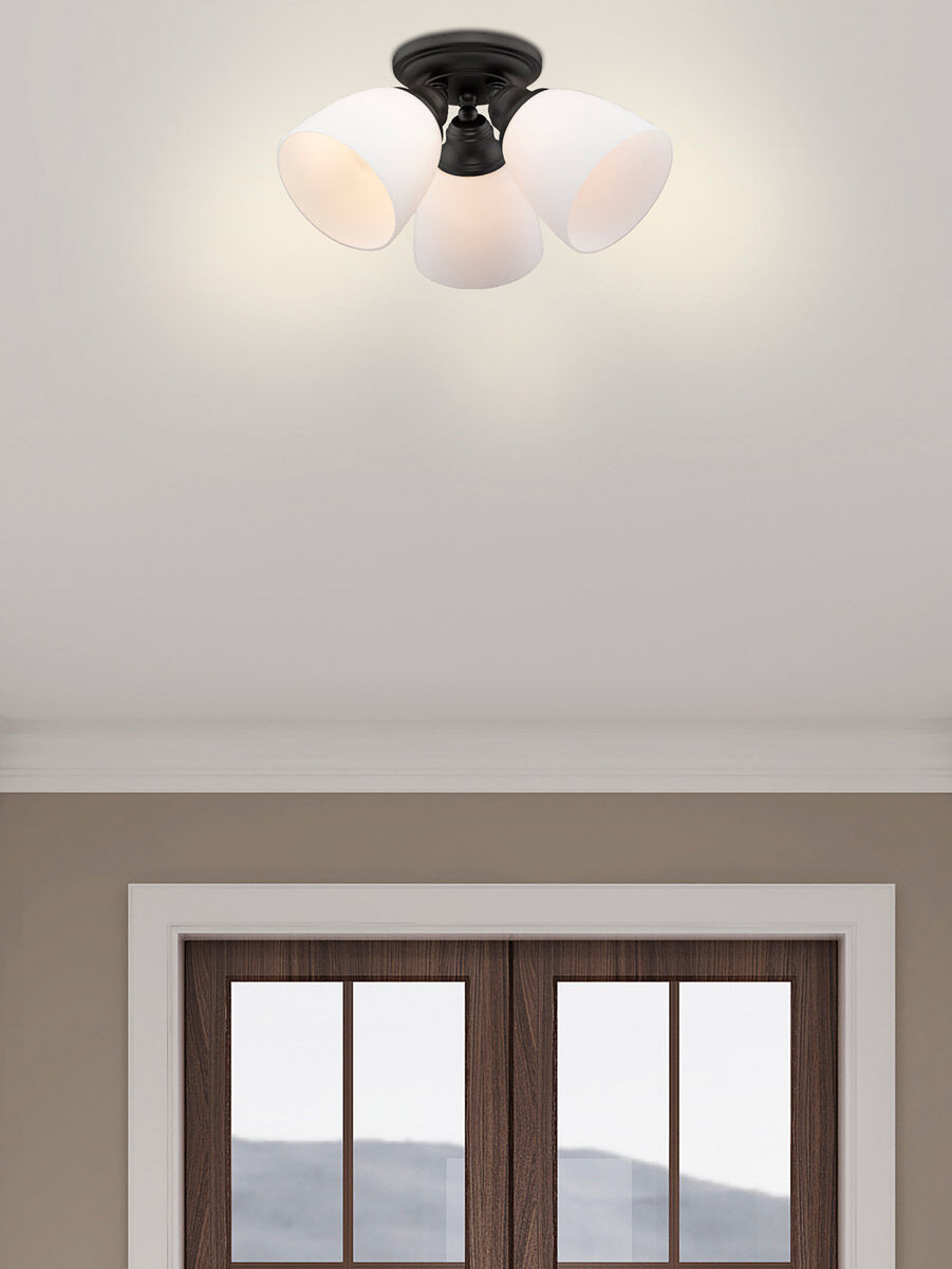 Somerville 3 Light 14 inch Bronze Semi-Flush Mount Ceiling Light