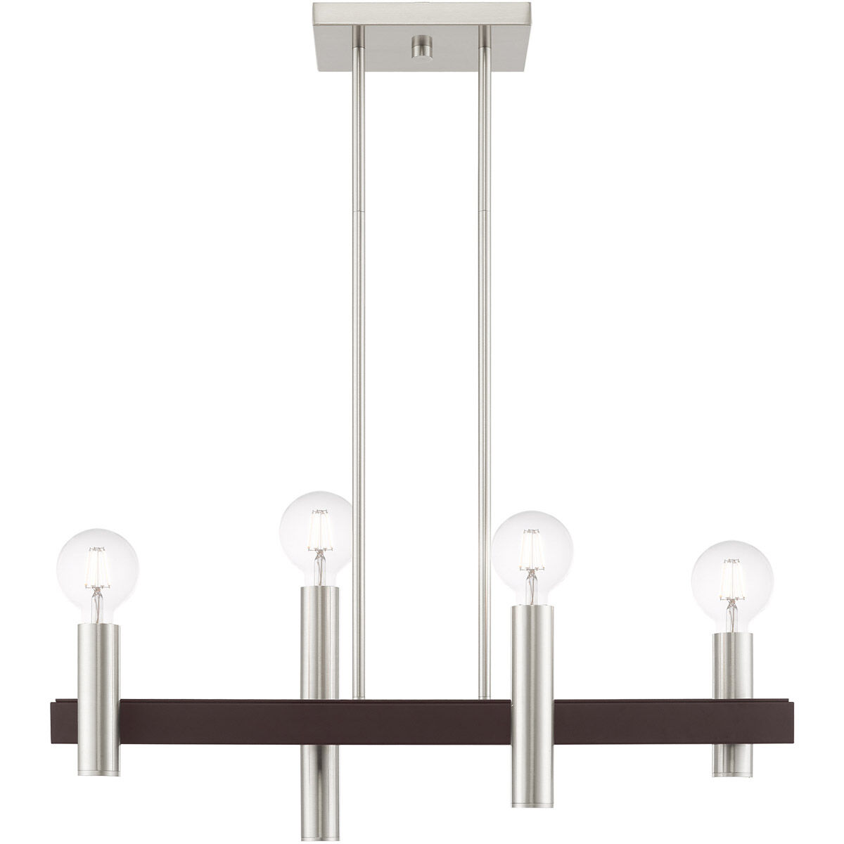 Helsinki 4 Light 8 inch Brushed Nickel with Bronze Accents Chandelier Ceiling Light