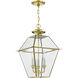 Westover 3 Light 12 inch Polished Brass Outdoor Pendant Lantern