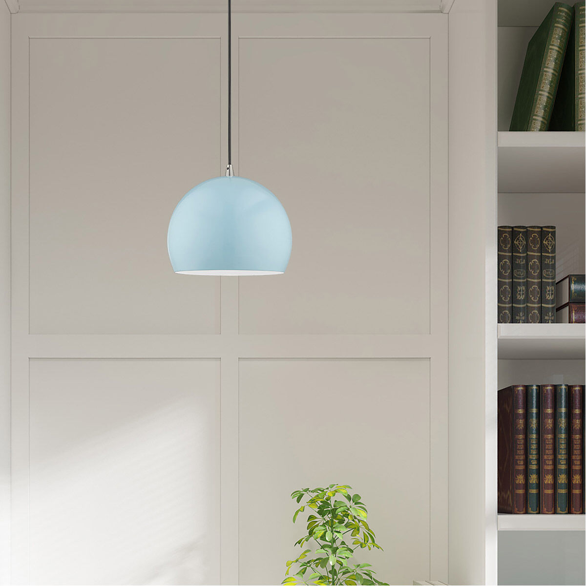 Allison 1 Light 10 inch Shiny Baby Blue Mini Pendant Ceiling Light