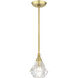 Brussels 1 Light 7 inch Natural Brass Pendant Ceiling Light, Crystal, Single