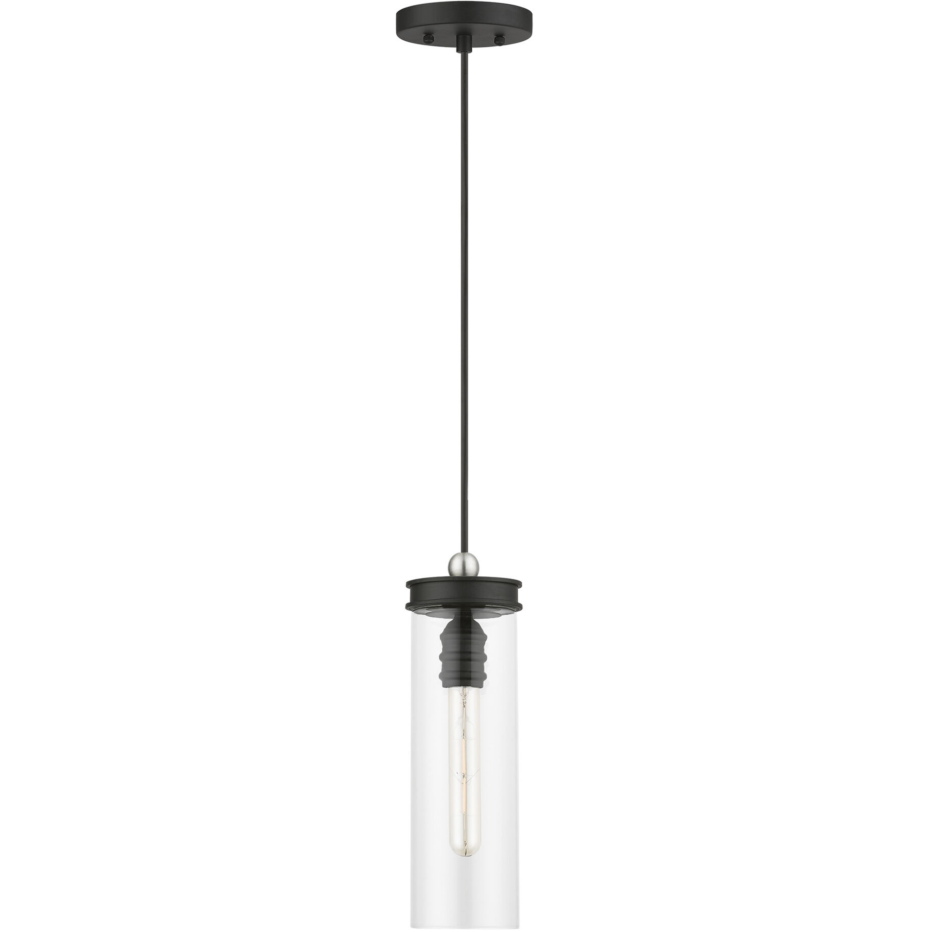 Devoe 1 Light 5.13 inch Black with Brushed Nickel Accent Mini Pendant Ceiling Light