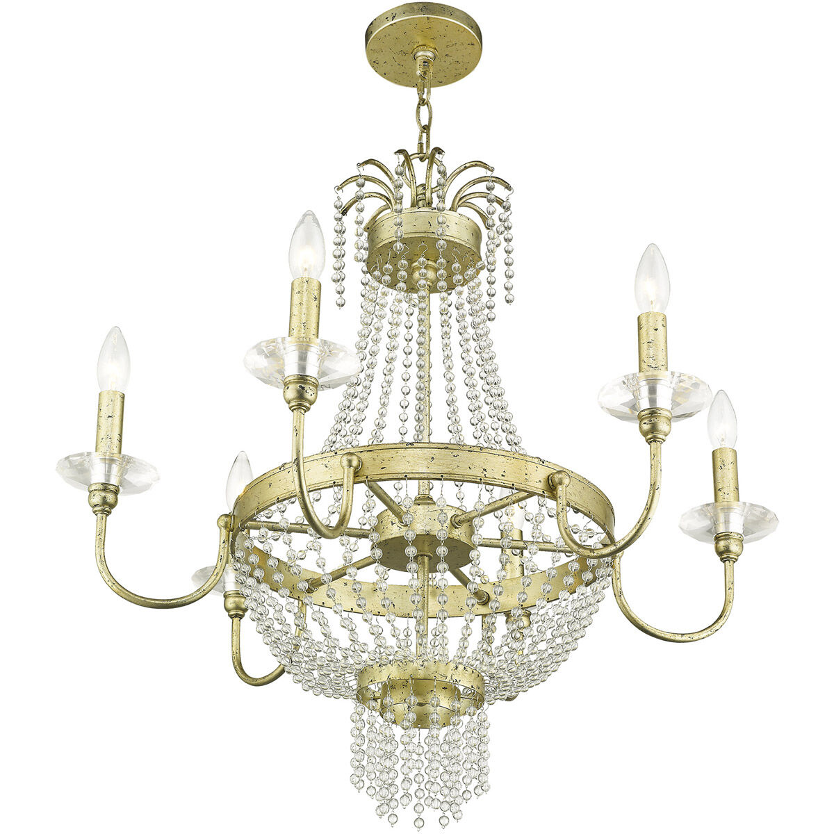 Valentina 6 Light 28 inch Hand Applied Winter Gold Chandelier Ceiling Light